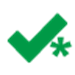 Green checkmark with asterisk