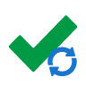 Green checkmark with blue circular arrows