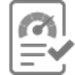 Grey speedometer document icon with checkmark