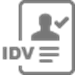 Grey 'IDV' document icon with checkmark