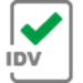 Grey 'IDV' document icon with green checkmark