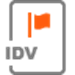 Grey 'IDV' document icon with red flag