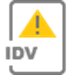 Grey 'IDV' document icon with yellow traingle with exclamation point