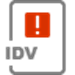Grey 'IDV' document icon with red square with exclamation point