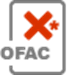 Grey 'OFAC' document icon with red 'X' with asterisk