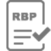 Grey 'RBP' document icon with  checkmark
