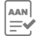 Grey 'AAN' document icon with checkmark