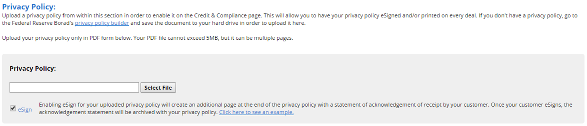 The Privacy Policy section.