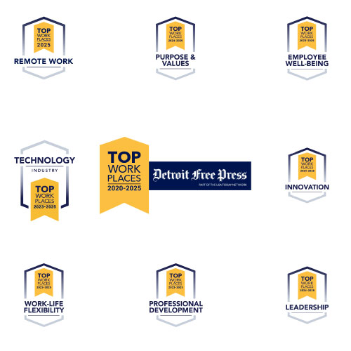 Top Work Places Award Badges from Detroit Free Press 