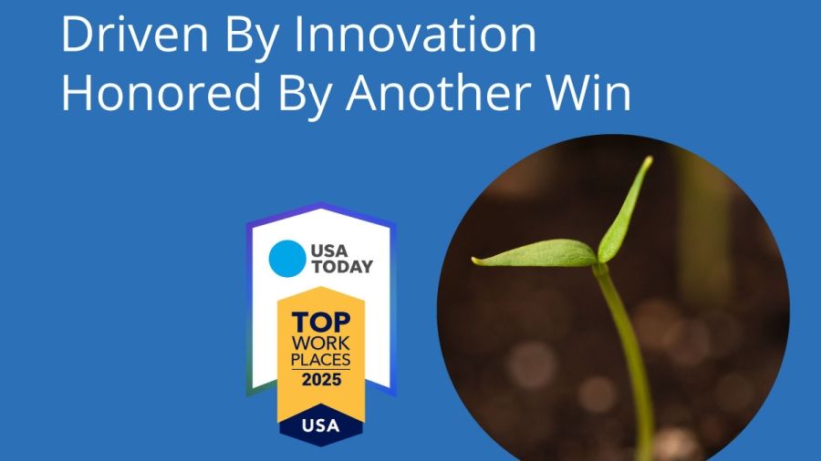 badge with test and leave on blue background